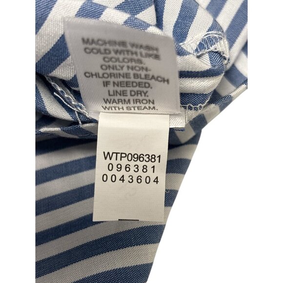 Striped Button-Front Tunic Top By J.Jill Blue & White Long Sleeves Relaxed Fit W - Picture 8 of 10